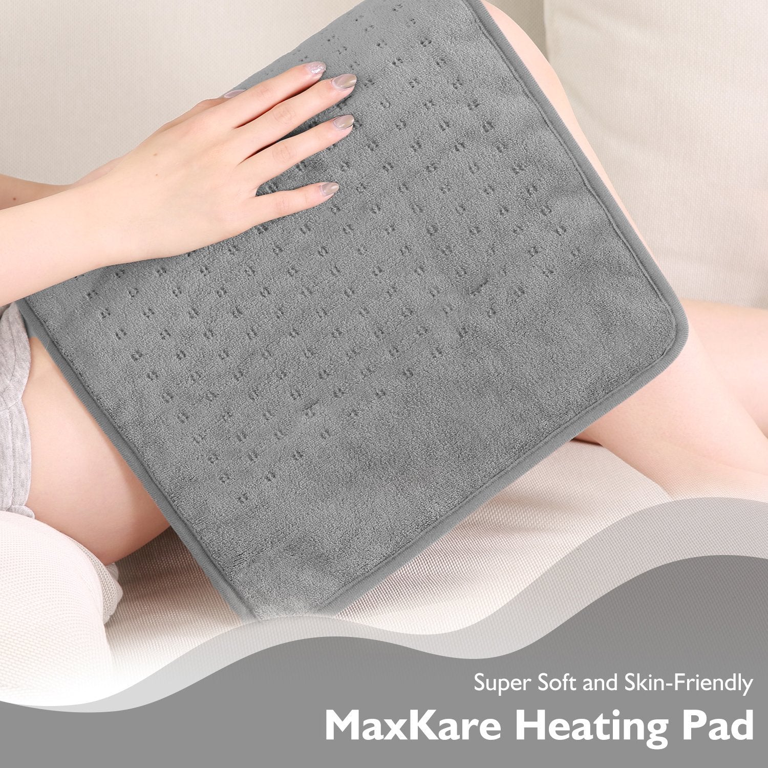 Large 12" x 24" Size Heating Pad with 3 Heat Settings and 2 Hour Auto shut off, Iron Grey - NAIPO