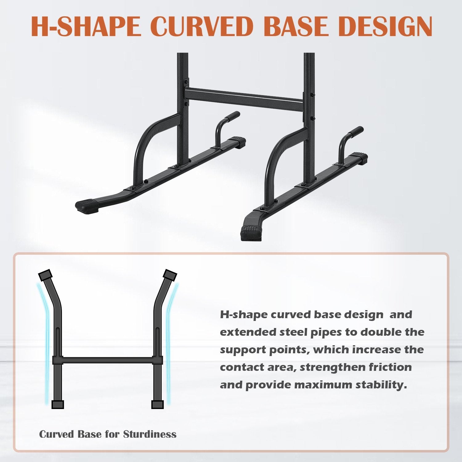 MaxKare 4 Level Adjustable Power Tower Workout Dip Stand Pull Up Bar Station-Strength Training Fitness Exercise Equipment for Home Gym-New Version - NAIPO