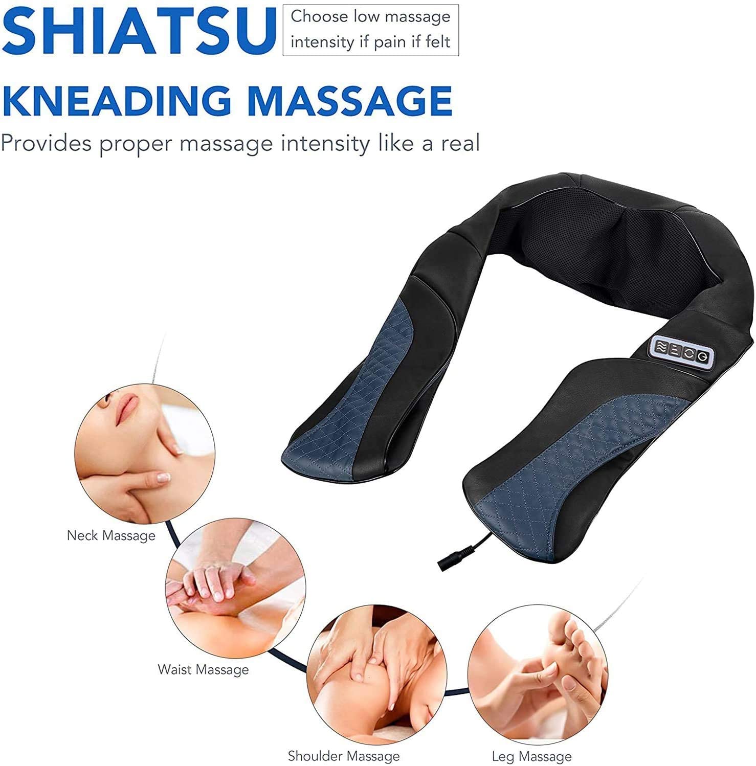 MaxKare Cordless Shoulder Massager Back and Neck Shiatsu Massage with 3D Massage Nodes Bidirectional Rotation and Optional Heat Relieve Muscle Pain for Car Home Office Use - NAIPO