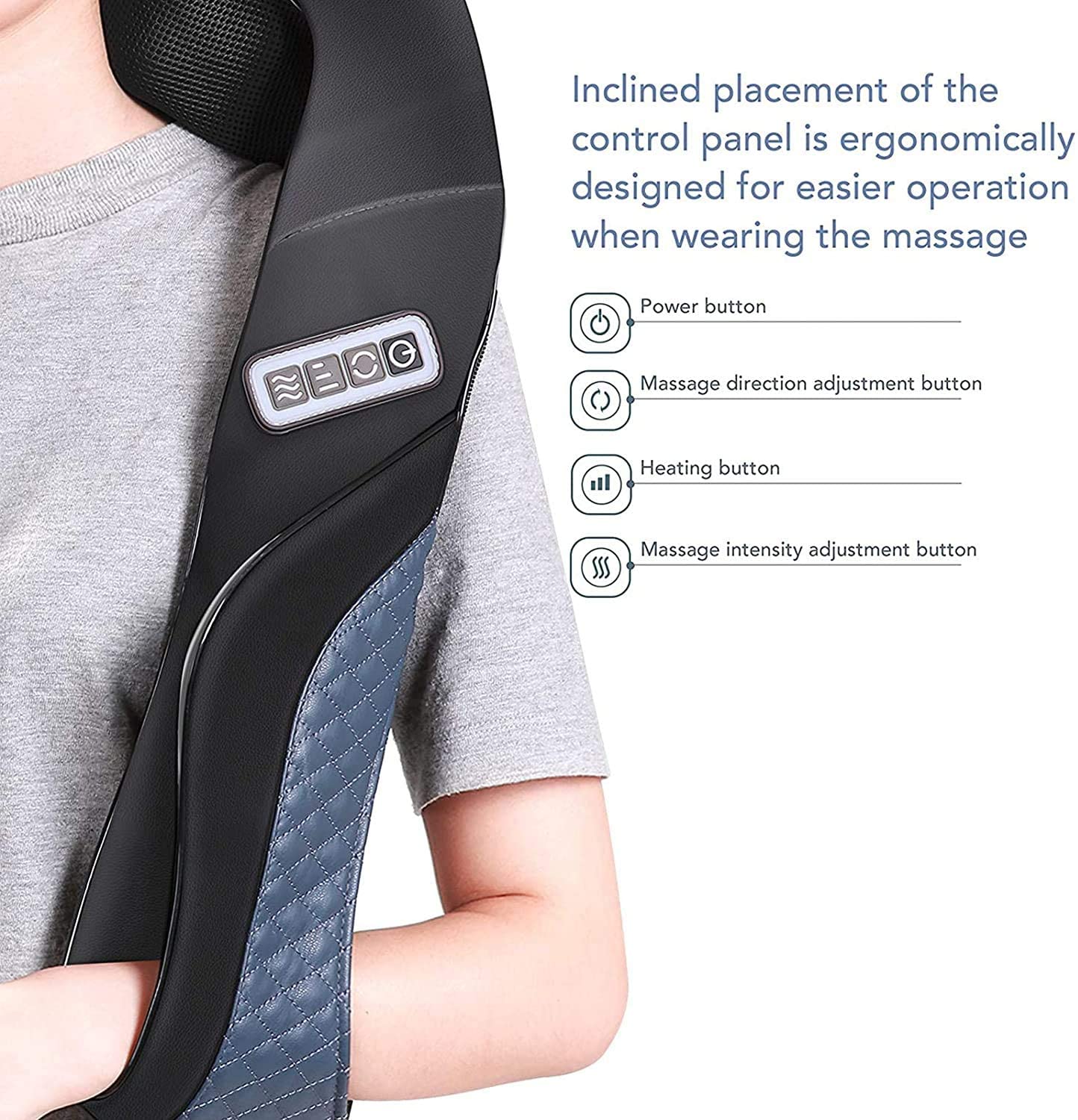 MaxKare Cordless Shoulder Massager Back and Neck Shiatsu Massage with 3D Massage Nodes Bidirectional Rotation and Optional Heat Relieve Muscle Pain for Car Home Office Use - NAIPO