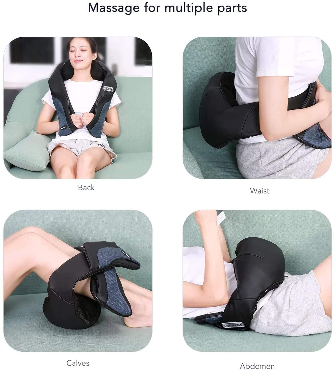 MaxKare Cordless Shoulder Massager Back and Neck Shiatsu Massage with 3D Massage Nodes Bidirectional Rotation and Optional Heat Relieve Muscle Pain for Car Home Office Use - NAIPO