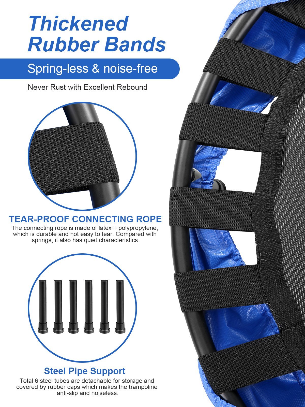 MaxKare Double Kids Trampoline- Mini Foldable Rebounder for Kids w. Adjustable & Detachable Handle - NAIPO