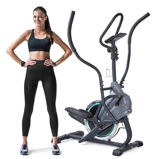 MaxKare Elliptical Climber Exercise Trainer Machines Cardio Stepping Training Magnetic Fywheel 3PCS Crank LCD Monitor 220 LBS Max Weight For Home Indoor Use - NAIPO