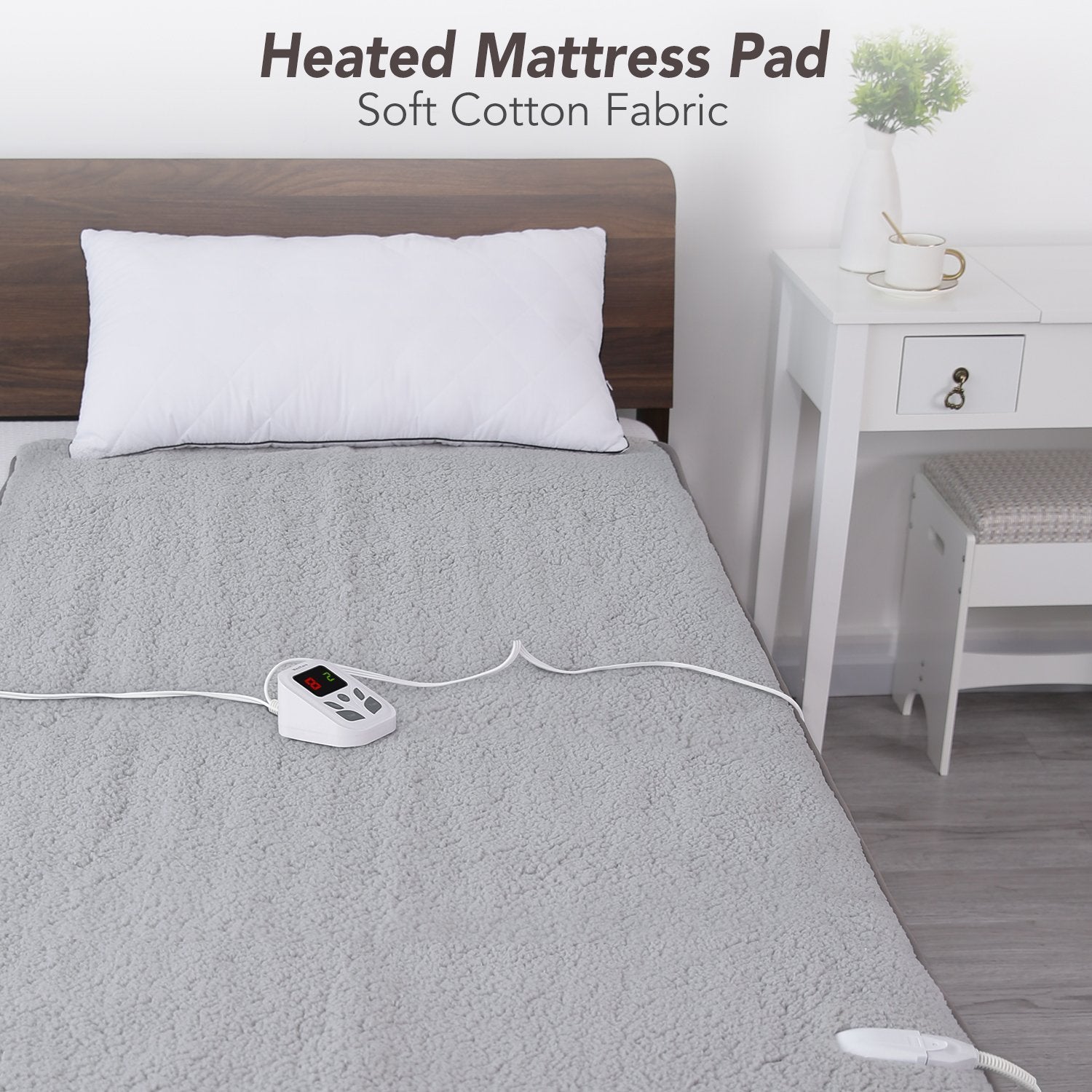 MaxKare Heated Mattress Pad Electric Underblanket Soft Cotton Fabric,10 Heat & 9 Timer Auto Off Settings ETL Certification Overheating Protection Relief Tense Muscle, Machine Washable & Dryer, Twin - NAIPO