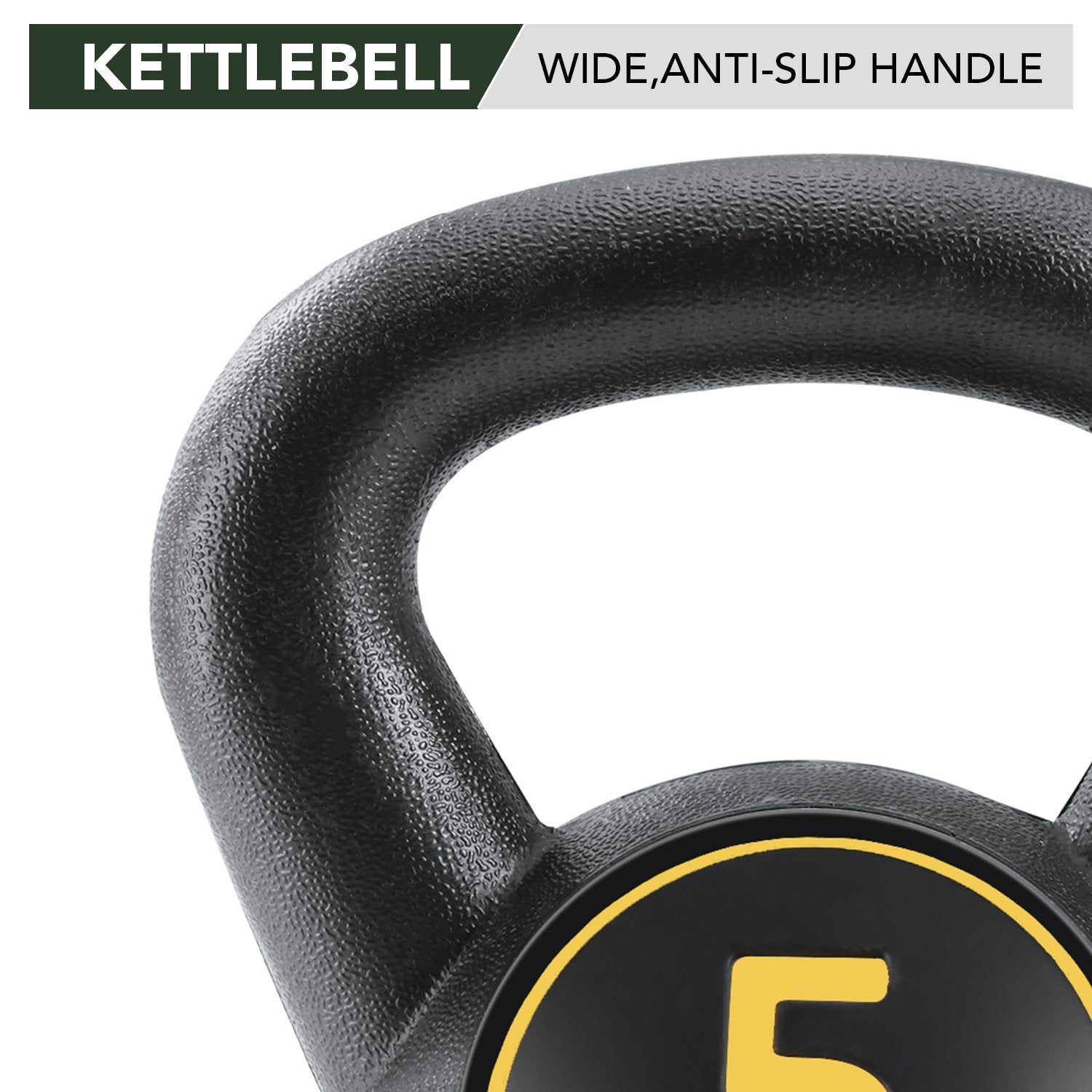 MaxKare Kettlebell Set 3-Piece Wide Handle HDPE Coated 5lb, 10lb, 15lb Weights Kettlebells with Storage Rack Exercise Fitness for Strength Training Home Gym - NAIPO