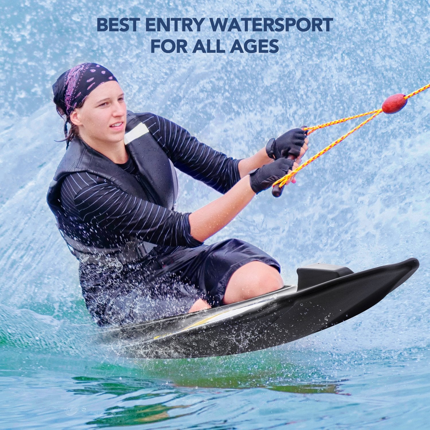 MaxKare Kneeboard with Hook Strap Surfing Boating Waterboarding Kneeling EVA Pad Outdoor Watersport for Kids, Teens & Adults - NAIPO