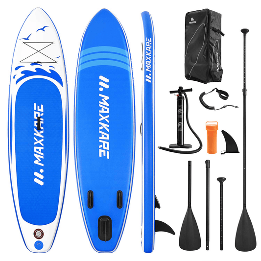 MaxKare Stand Up Paddle Board Inflatable SUP W Stand-up Paddle Board Accessories Backpack Paddle Leash Pump Non-Slip Deck ISUP Fishing Yoga Rigid Solid 10'× 30" ×6'' Thick Adult & Youth & Kid - NAIPO