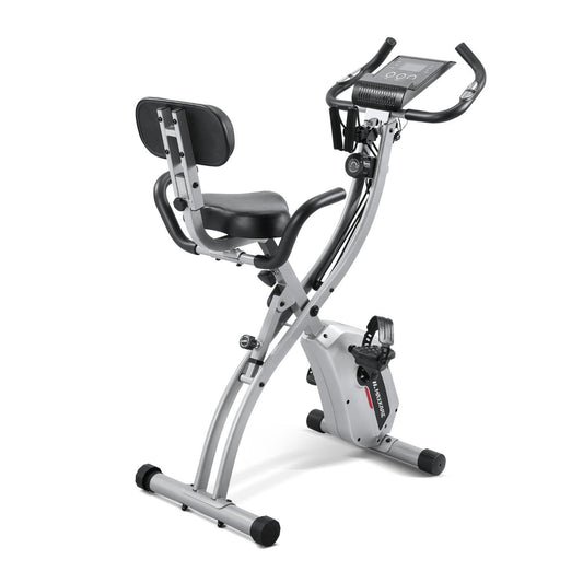 Maxkare Upright Folding Exercise Bike Stationary Recumbent Magnetic Indoor Cycling Bike with Arm Resistance Bands/Adjustable Resistance/LCD Monitor for Home Use - NAIPO