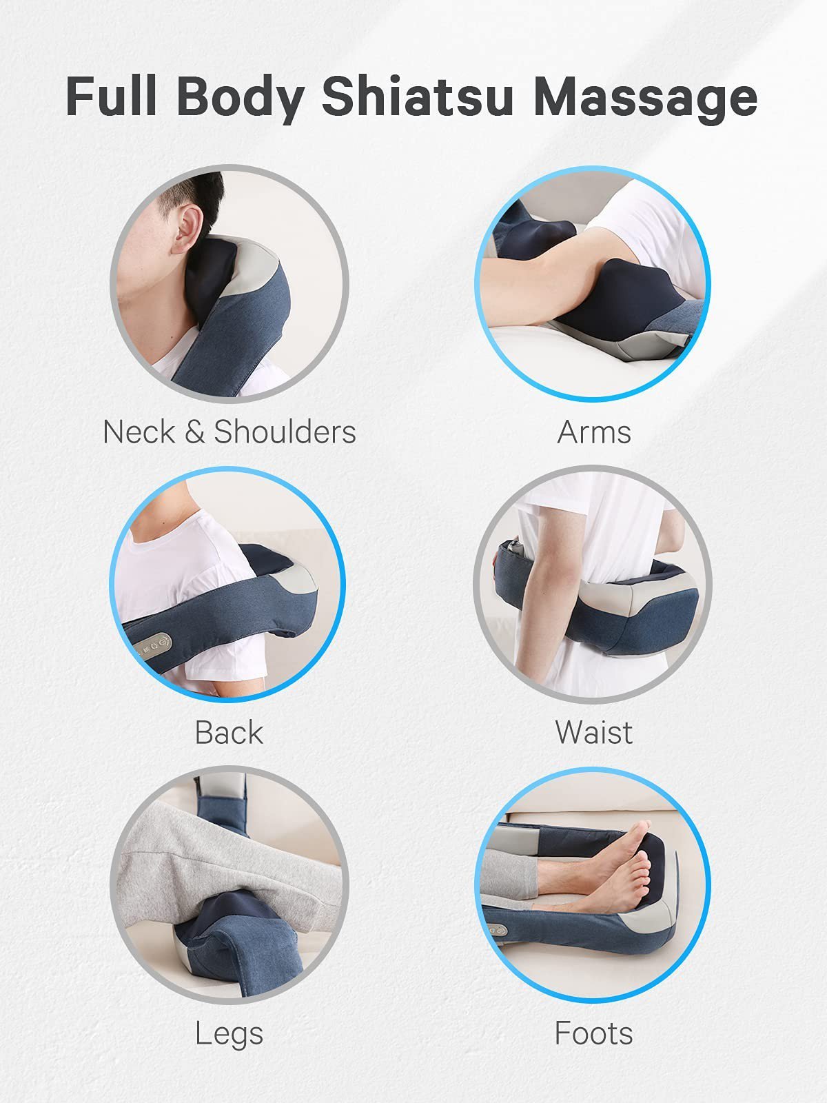 Naipo Cordless Rechargeable Back Massager Shiatsu Neck Shoulder Massager - NAIPO