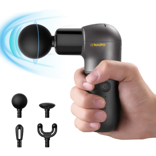 Naipo Mini Deep Tissue Percussion Massage Gun | Super Light and Portable, 5 Speeds, 4 Interchangeable Heads - NAIPO