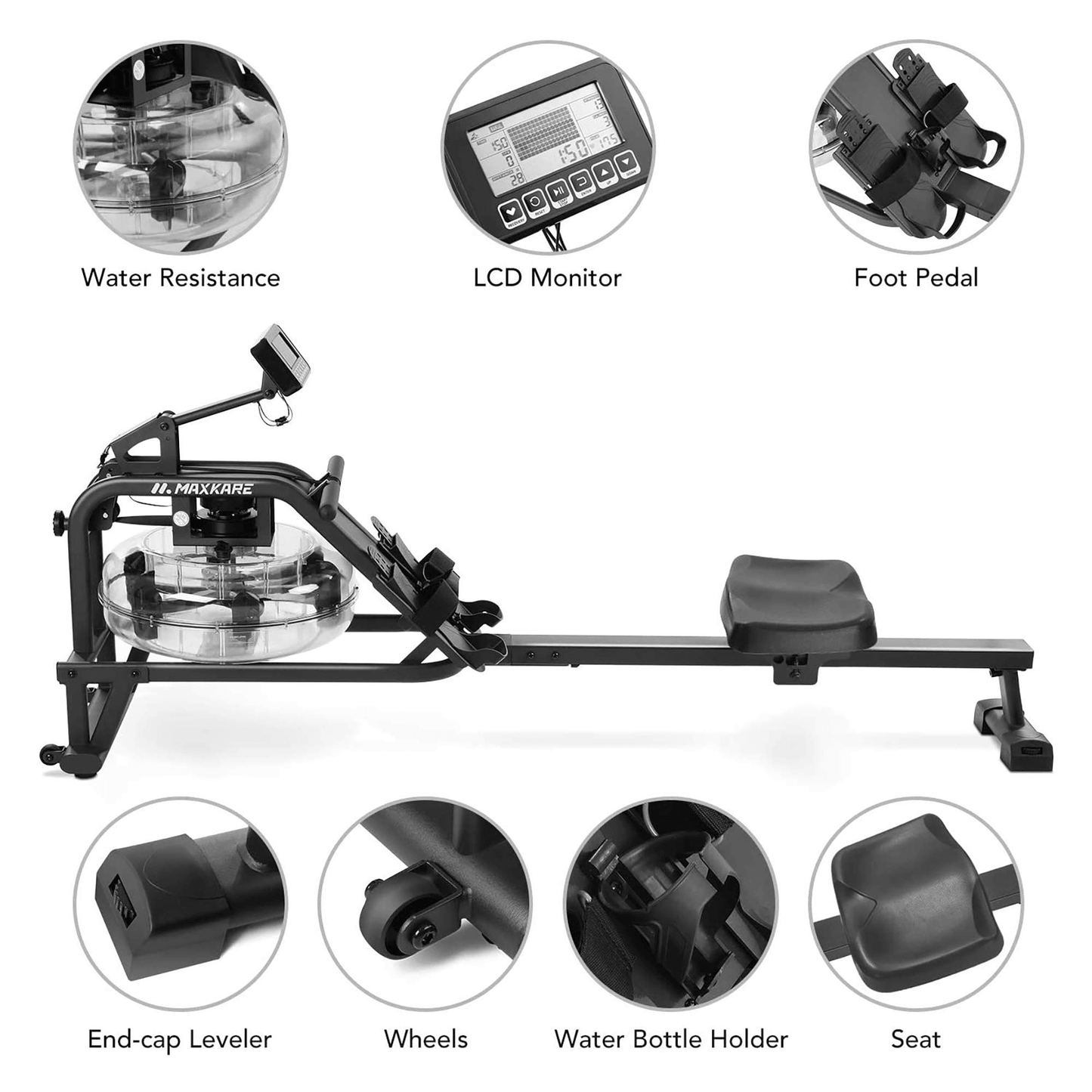 Water Rower Rowing Machine Foldable Water Resistance Row Machine - NAIPO