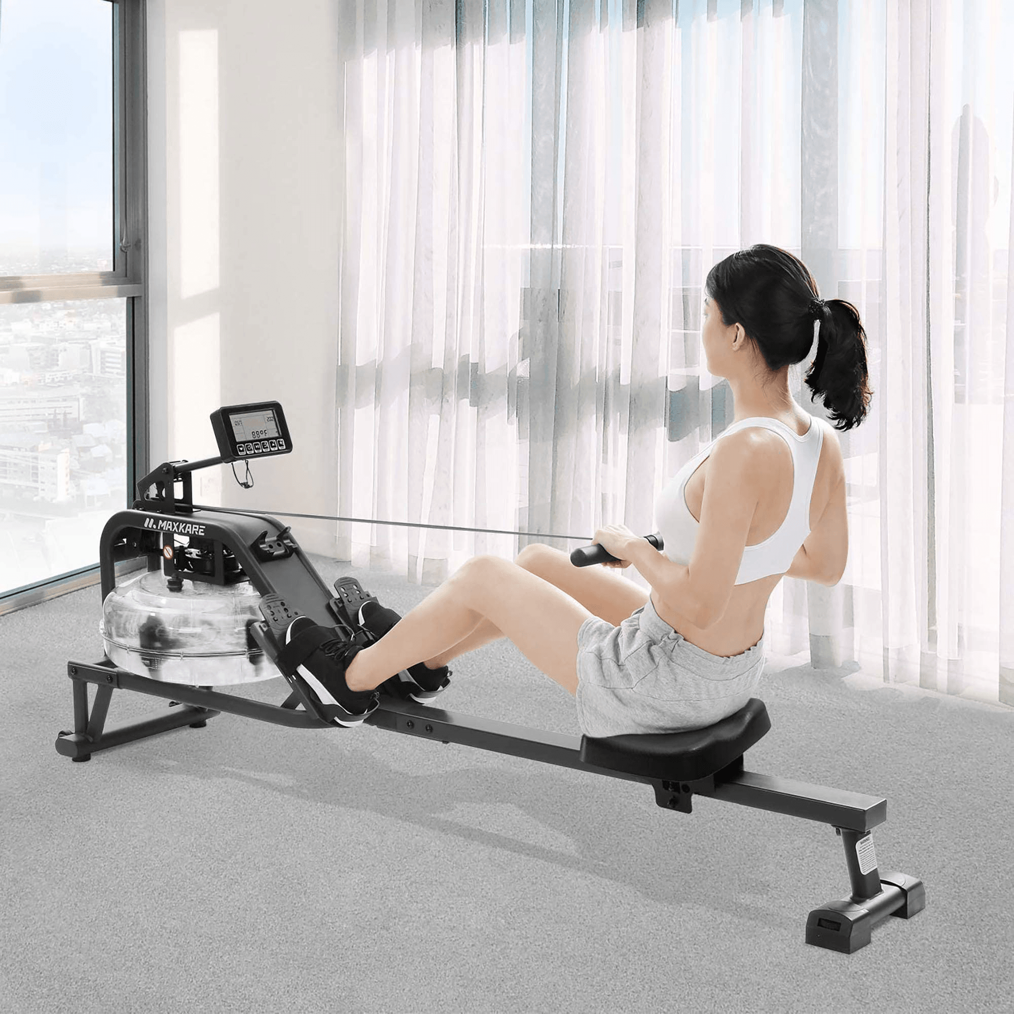 MaxKare Water Rower Rowing Machine Foldable Water Resistance for Home ...